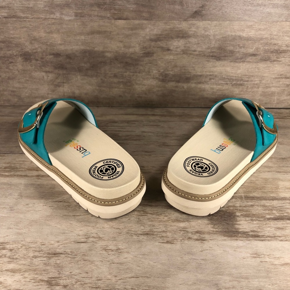 NEW Bussola Pinoye Sandal Vegan Turquoise with Gold Buckle Women 6.5, 8.5, 9 - Picture 5 of 13